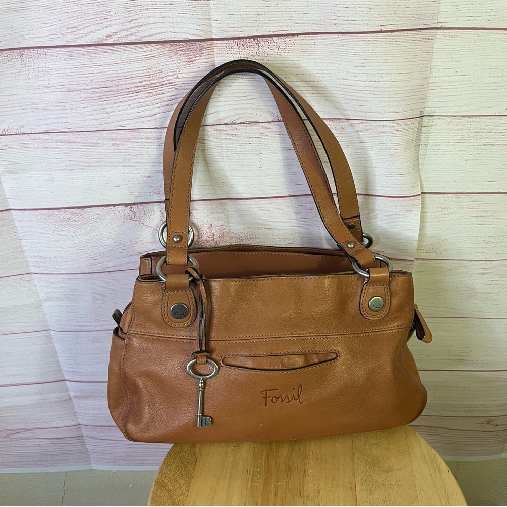Fossil Leather Shoulder Satchel HandBag‎ with Key